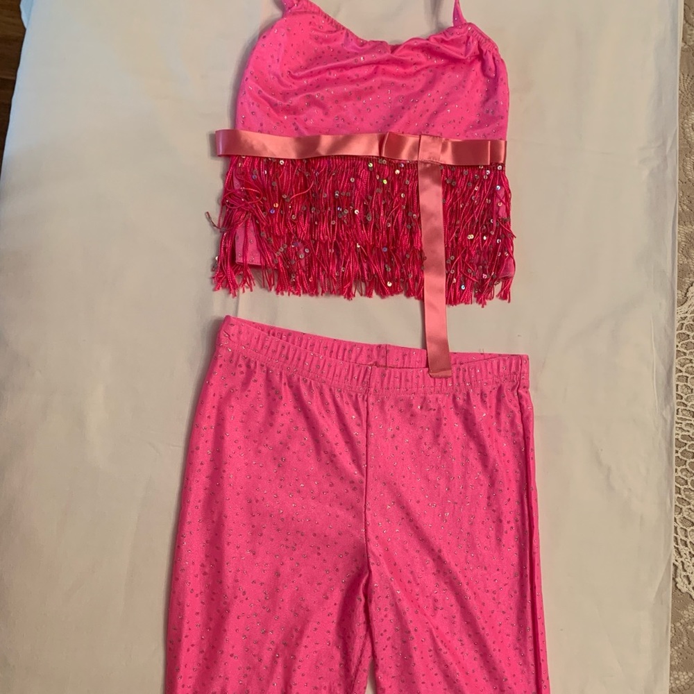 Kelle Hot Pink Pants&Top Dance Costume -Large Child